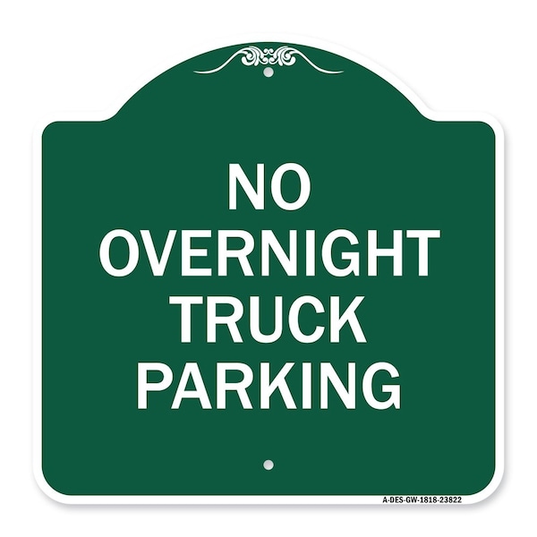 Signmission Designer Series No Overnight Truck Parking, Green & White Aluminum Sign, 18" x 18", GW-1818-23822 A-DES-GW-1818-23822 - main